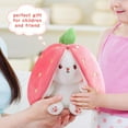 thumbnail image 3 of Bunny Stuffed Animal Reversible Cuddle Bunny Stuffed,Christmas Strawberry Bunny Transformed Rabbit Plush Zipper,Turns Into Ears Bunnies Plushies Toy Cute Stuffy Doll Easter Girlfriend Gift, 3 of 6