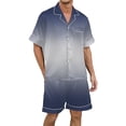 thumbnail image 1 of Men's Gradient Printed Silk Satin Short Sleeve Button Up Pajama Loungewear Set for Comfortable Sleep, 1 of 4