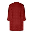 thumbnail image 6 of Besolor Women's Casual Open Front Cardigans Plus Size Solid Color Swiss Dots 3/4 Sleeve Fall Spring Lightweight Outwear Red, 6 of 8