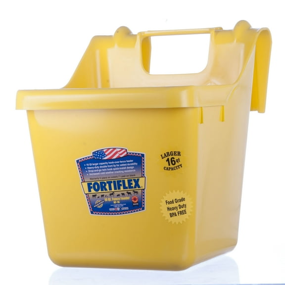 Fortiflex Hook Over Fence Feeder for Dogs/Cats and Horses, 16-Quart, Mellow Yellow