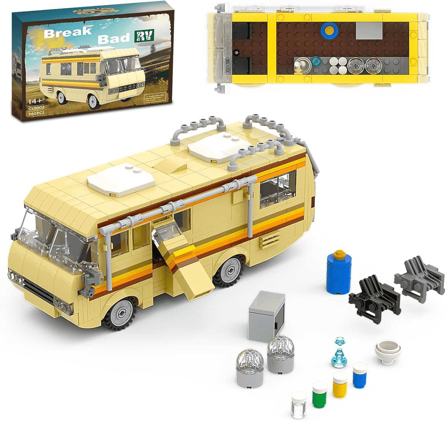 NORVESSA Model RV Building Blocks Set, 360 Pcs Iconic Break Bad Lab Camper, Adult Model Car Kits