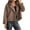 Brown, variant on Kaemgyyd Cropped Jackets for Women Casual Long Sleeve Button Winter Coats Trendy Notched Lapel Wool Blend Fall Outwear