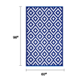 thumbnail image 3 of FH Home Outdoor Rug - Waterproof, Fade Resistant, Crease-Free - Premium Recycled Plastic - Geometric - Patio, Porch, Deck, Balcony - Aztec - Blue & White - 5 x 8 ft, 3 of 9