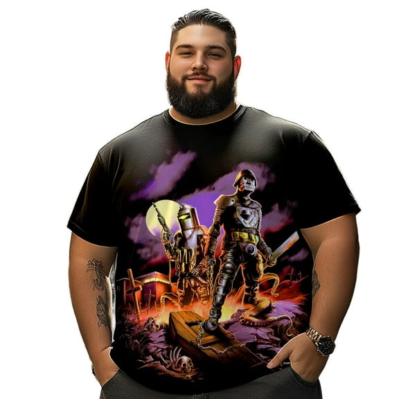 Men T Shirt for Big & Tall Man Graphic Short Sleeve Plus Size Oversized Tee Tshirts 7XLT 3DTS10071