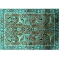 thumbnail image 1 of Ahgly Company Machine Washable Indoor Rectangle Oriental Turquoise Blue Industrial Area Rugs, 5' x 8', 1 of 4