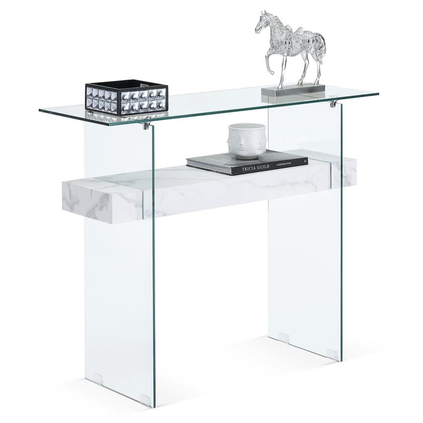 Buy Ivinta Narrow Glass Console Table with Storage Modern Sofa Table