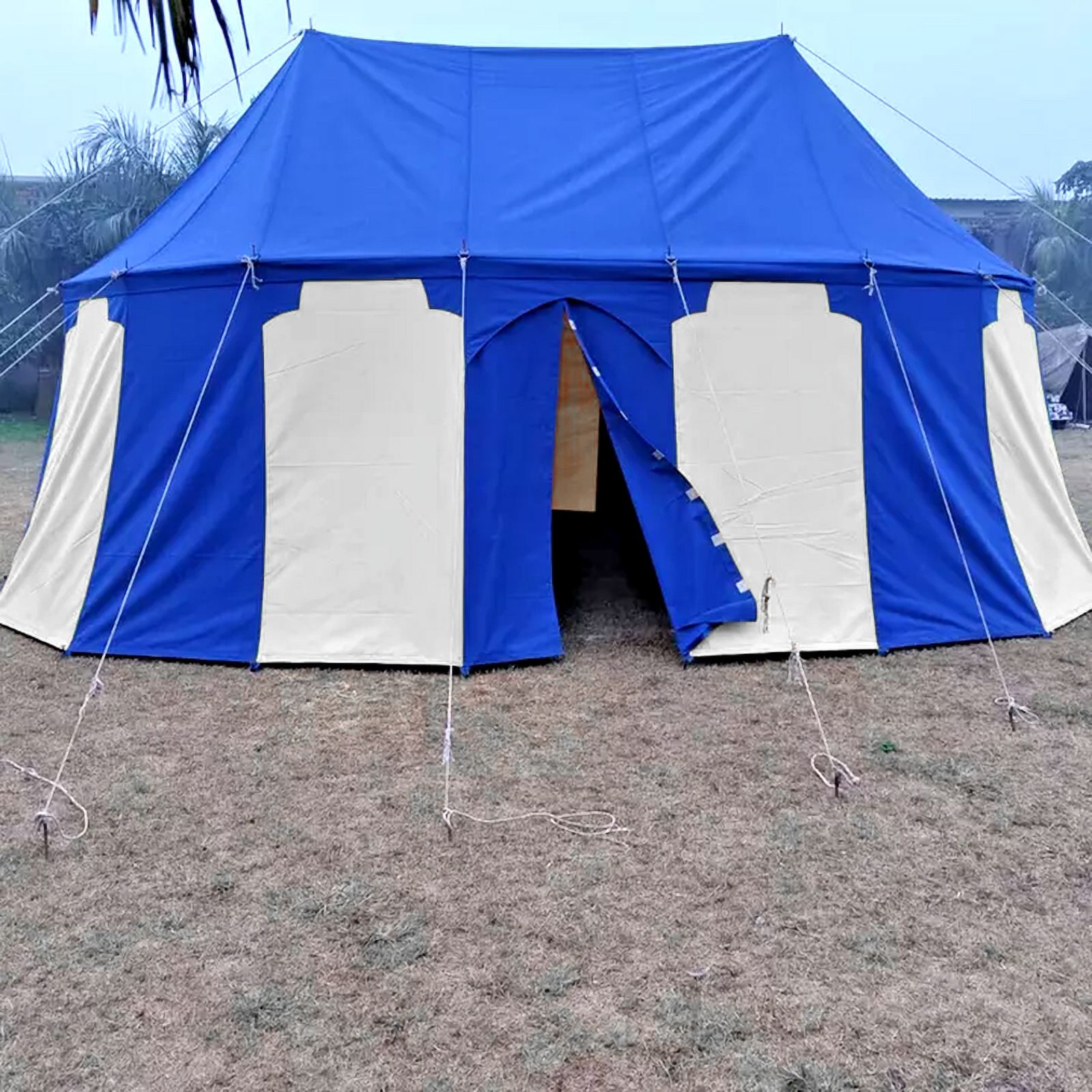 WEEKEND SALE Medieval Blue White Burgundian 6x4 M Functional Water Proof Camping Tent