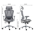 thumbnail image 7 of KOSSMAI Home Office High Back Ergonomic Swivel Mesh Computer Desk Chair with Flip-up Arms Grey, 7 of 7