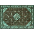 thumbnail image 1 of Ahgly Company Machine Washable Indoor Rectangle Medallion Turquoise Blue Traditional Area Rugs, 8' x 12', 1 of 4