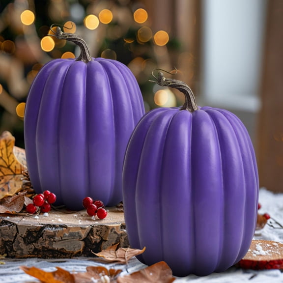 7.9 Inch Large Foam Artificial Pumpkin for Fall Decor Realistic Fake Decorative Harvest Pumpkin Blank DIY Paintable Faux Pumpkin with Plastic Stem for Halloween Home Mantel Table (1PCS)