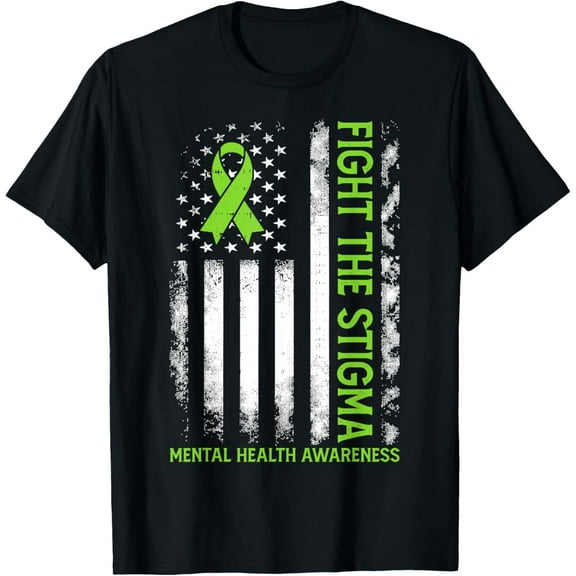 Fight Stigma Mental Health Matters Awareness American Flag T-Shirt Shirts