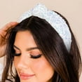 thumbnail image 3 of Diadema alta versátil para mujer con lentejuelas de colores, elegante diadema anudada, 3 of 4