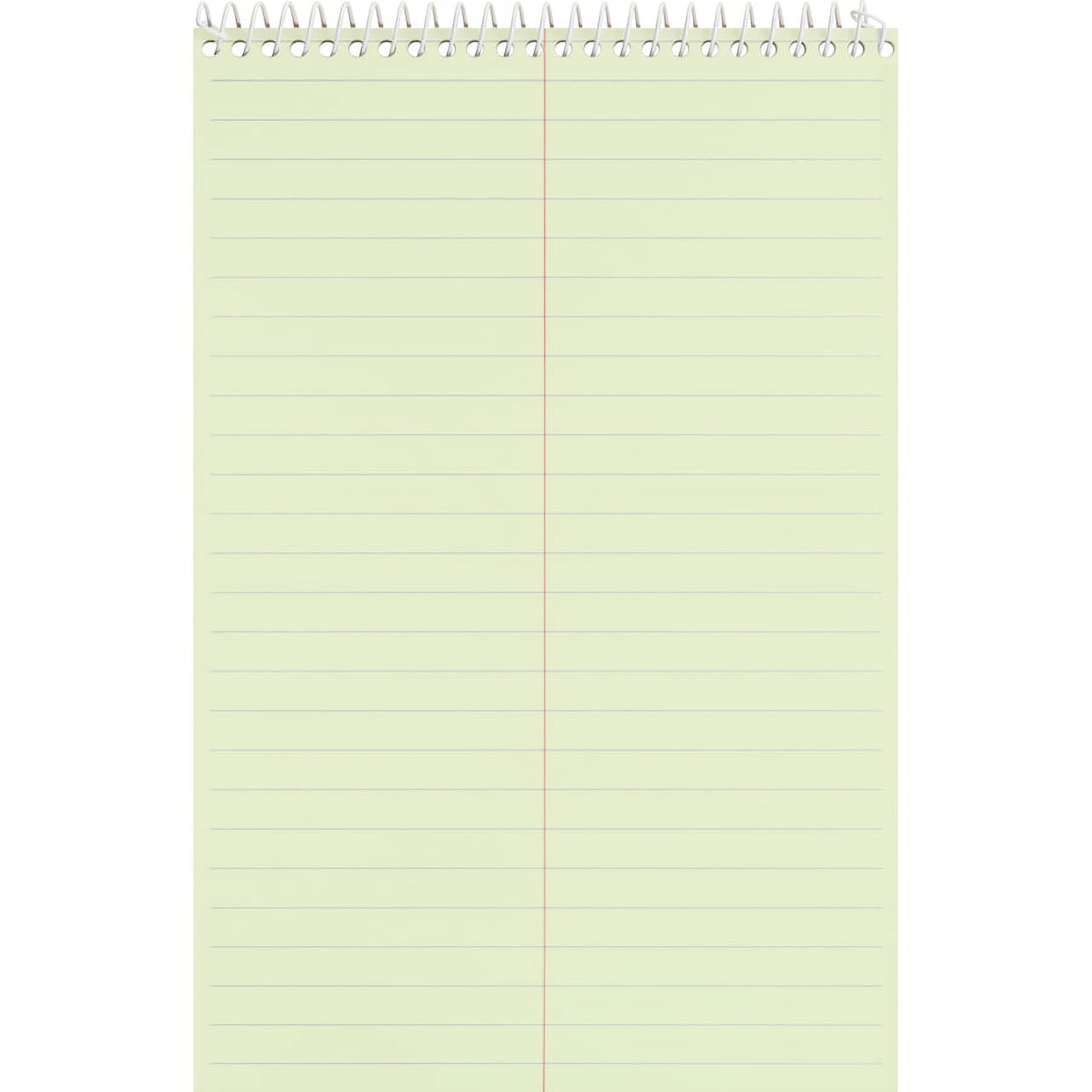 Business Source Wirebound Steno Notebook - 70 Sheets - Wire Bound - 15 Lb Basis Weight - 6" X 9" - Green Paper - 12 / Pack