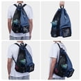 thumbnail image 5 of Drawstring Mesh Swim Backpack with Wet Pocket Lightweight Sports Equipment Bag for Swimming Gym Workout Grer Hand Carry Handle Beach Pool, Dark Blue, 5 of 7