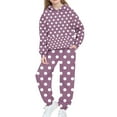 thumbnail image 2 of Girls Cute 2 Piece Outfits Sweatsuit Kids Fleece Hoodies Sweatshirt and Sweatpants Set Fall Tracksuit with Pockets New Girls 2 Piece Pajama Set Cute Wine 3-4 Years, 2 of 5