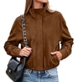 thumbnail image 4 of Enjoytime Fall Jackets for Women Stand Collar Button Zip Up Jacket Winter Casual Long Sleeve Cropped Coat with Pockets, 4 of 8