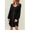 thumbnail image 4 of ABPHQTO Vestido de manga larga con cintura alta y botones negros para mujer, 4 of 5