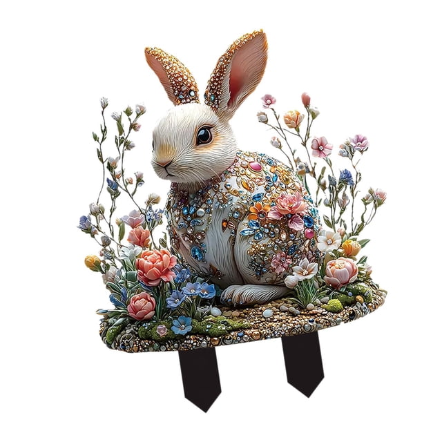 de patio de Pascua con Juego de Pascua Decoración Estatuilla Favores del partido Juego de jardín de césped Juego para patio de flores Césped al 1x conejo