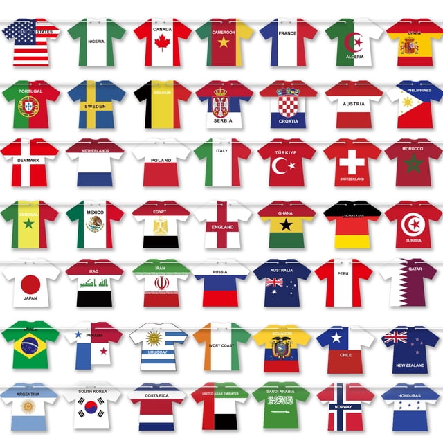 Guirnalda de banderines qiyeyeye de 50 piezas con forma de camiseta de fútbol 15 x 15 cm