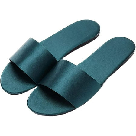 

CoCopeaunt Women s Home Slippers Summer Satin Indoor Breathable Flat Sandals Slippers