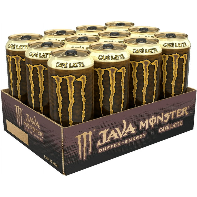 12 Cans) Monster Energy Java Café Latte, Coffee + Energy Drink, 15