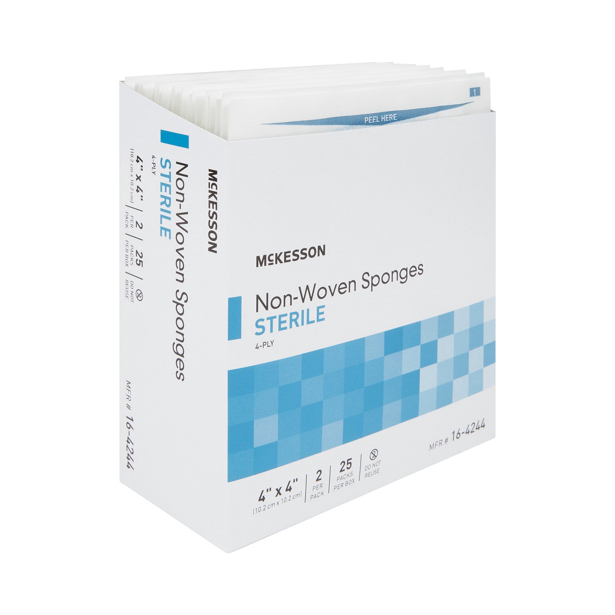 McKesson Non-Woven Gauze Sponges, Sterile Absorbent Wound Pad - 4 in x 4 in, 2 per Pack, 600 Packs, 1200 Total