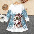 thumbnail image 4 of Girls' Long Sleeved Dresses Comfortable Christmas T-Shirt Dress Xmas Dress Up Outfits (Light Blue), 4 of 5