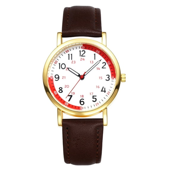 Avaner Analog Nurse Watch for Women: Round Quartz Wrist Watch with Genuine Leather Strap Clear and Legible Arabic Numeral Scale Gifts for Doctors