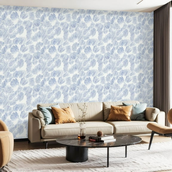 Peel and Stick Wallpaper Contact Paper Blue Abstract Fingerprint Inspired White Self Adhesive and Removable 23.6in x 118in