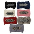 thumbnail image 5 of Women Sequin Knitted Hairband Flower Rhinestone Beaded Ear Warmer Wide Head Wrap, 5 of 19