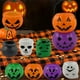 thumbnail image 4 of Cubo de calabaza de Halloween | Cesta de calabaza de PVC con asa | Pequeño cubo de plástico para decoración de fiestas y cosplay | Contenedor ligero reutilizable para Halloween | Pack de 12 | Naranja, 4 of 9
