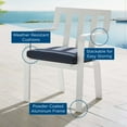 thumbnail image 4 of Modway Baxley Stackable Outdoor Patio Aluminum Dining Armchair in White/Navy, 4 of 9