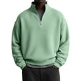 thumbnail image 3 of Blekii Men's Fleece Lined Quarter Zip Sweatshirt, Thickened Stand Collar Pullover Top, Solid Color Warm Layer for Winter, Soft Plush Interior, Casual Sporty Design, Ideal for Cold, 3 of 5