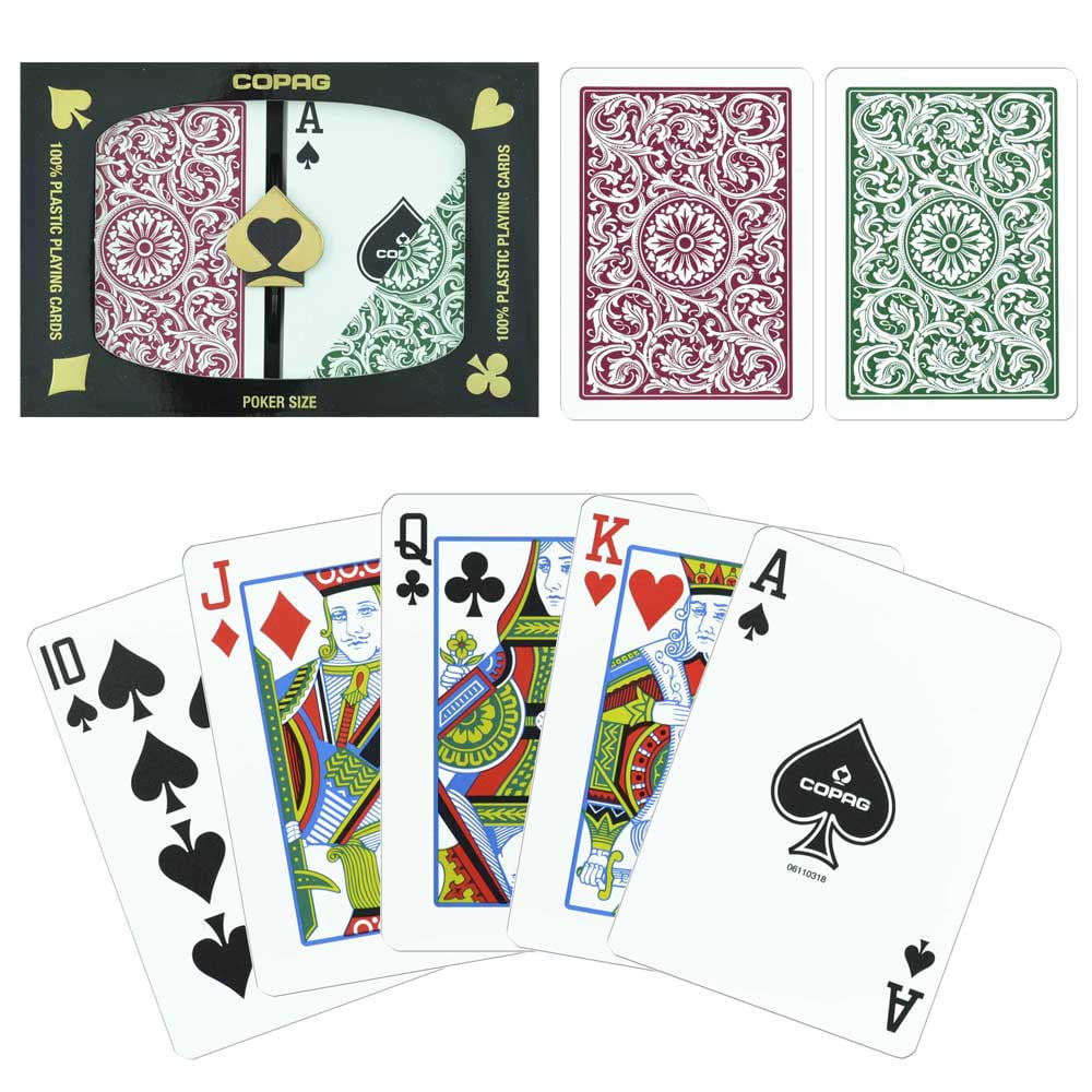 Copag 1546 100% plastique pour Parties de Poker Jumbo Index Jeu de cartes à jouer Noir & dos doré-Lot de 2