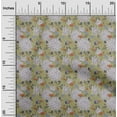 thumbnail image 1 of oneOone Cotton Jersey Light Olive Green Fabric Leaves & Flower Sewing Material Print Fabric By The Yard 58 Inch Wide, 1 of 4