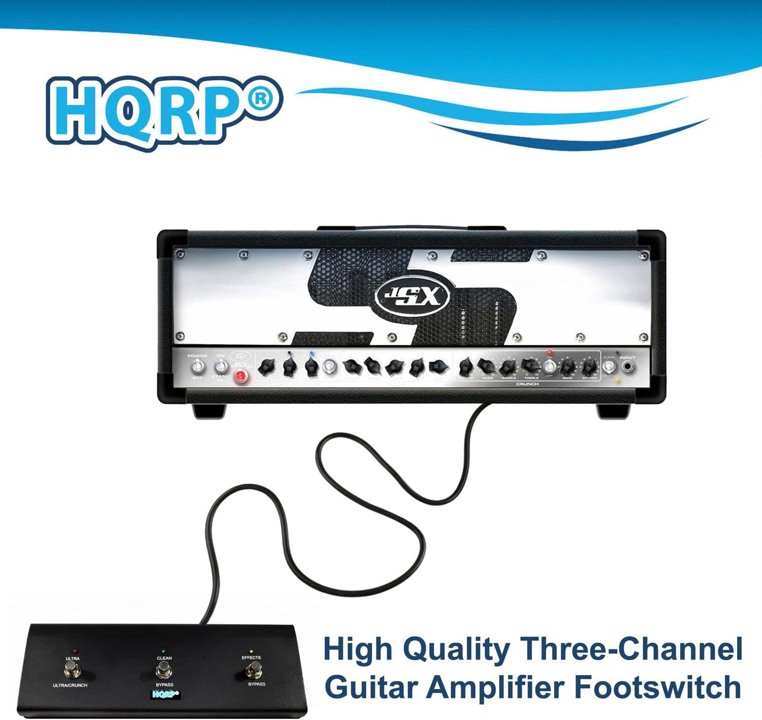 HQRP 3-Button Guitar Amp Footswitch Works with Peavey 03572680 Replacement Fits JSX Head / JSX 212 Combo / 3120 Head / Triple XXX