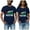 Navy, variant on TSADFHJI Sparkly Christmas Tops for Women Women Fashion Casual Letters Flag Print Round Neck Short Sleeve T Shirt Top Xxxl White