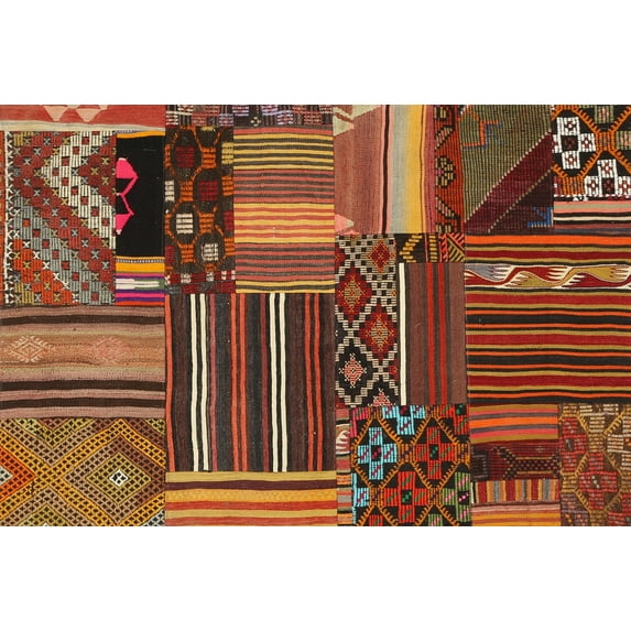 Ahgly Company Machine Washable Indoor Rectangle Contemporary Saffron Red Area Rugs, 7' x 10'