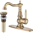 thumbnail image 2 of Antique Brass Bathroom Sink Faucet Lavatory Vanity Basin Mixer Faucet with Drain, 2 of 14