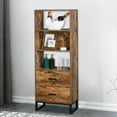 thumbnail image 3 of 3-Tier Mid Century Modern Bookshelf with Drawers Display Storage, 3 of 5