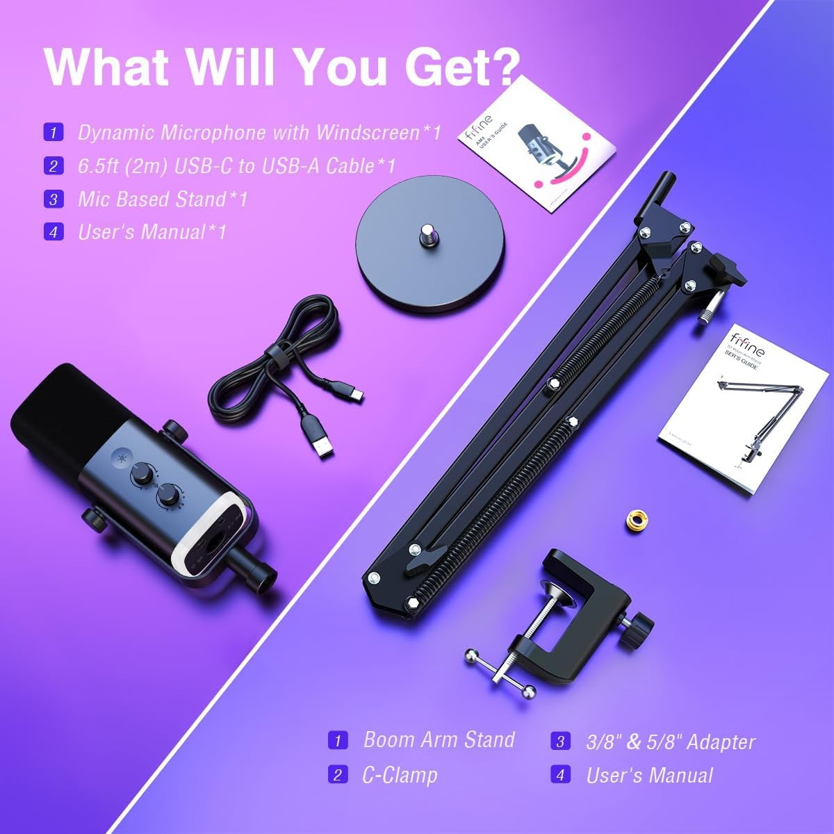 Dynamic Gaming Microphone with RGB Light and  Arm Stand Kit for PC Streaming Podcast Recording