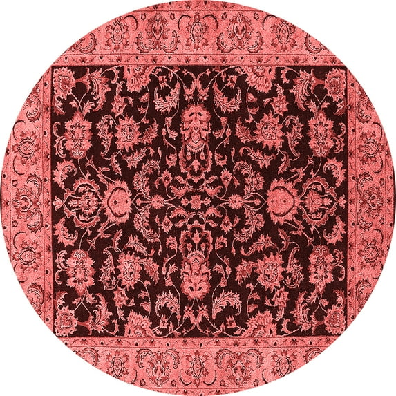 Ahgly Company Indoor Round Oriental Red Industrial Area Rugs, 6' Round