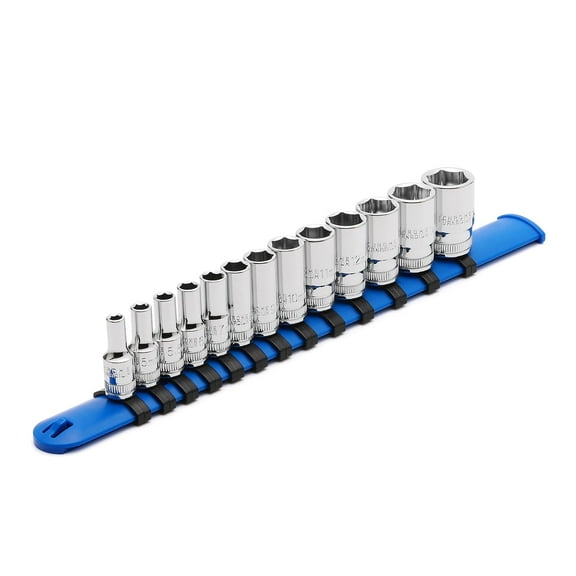 CASOMAN PRO 13PCS 1/4" Drive Mid-Length Socket Set, 6-Point, Mirror Chrome Finish, Metric, 4mm to 15 mm