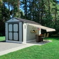 thumbnail image 2 of Awntech 12 Ft California Medium Duty Manual Retractable Patio Fixed Awning (144in x 7.88in x 120in), Linen/White Stripe, 2 of 5