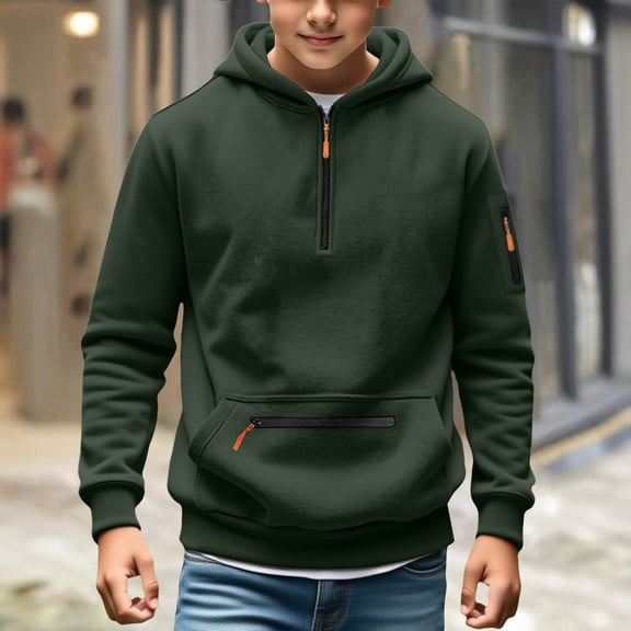 Blekii Big Boys Solid Hoodie for School, Teen Boys Long Sleeve Pullover, Athleisure Top for Boys 4-17, Size: 4T-8T Boys Hoodie, Kids Sweatshirt