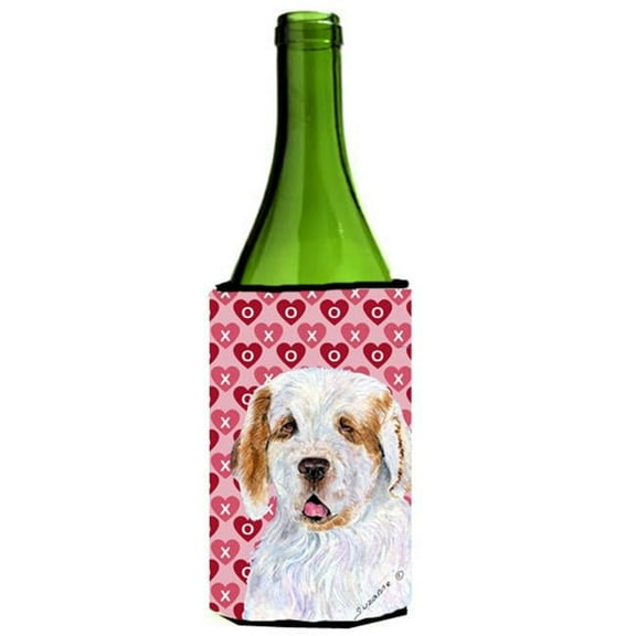 Clumber Spaniel Hearts Love And Valentines Day Wine bottle sleeve Hugger