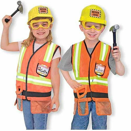 Melissa & Doug Construction Worker Role Play Costume Dress-Up Set (6 pcs)