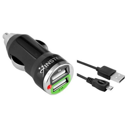 Insten 2.1 Amp USB Car Charger Dual Ports Adapter with 2 pcs 6' micro usb Cable for Smartphone Cell Phone Tab Tablet Android Device Universal - (Best Dj App For Android Tablet)
