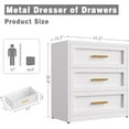 thumbnail image 3 of Elegant Metal 3-Drawer Dresser for Bedroom, Clothes Storaeg Chest for Closet, Farmhouse Dressers & Chests of Drawers with 3 Large Drawers,White, 3 of 6
