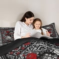 thumbnail image 4 of Erosebridal Tree of Life Full Size Comforter Sets, Bohemian Aztec Mandala Bedding Sets, Black Gray Red, Black Reversible 3-Piece, 1 Comforter and 2 Pillowcases, 4 of 6